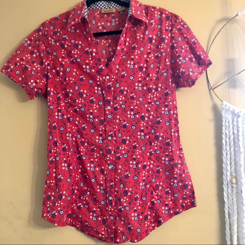 Wrangler Pearl Snap V-neck  Shirt Women’s Medium